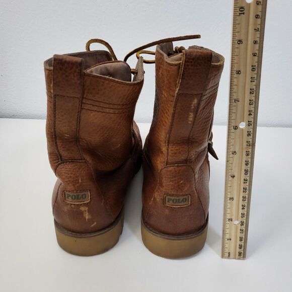 POLO RALPH LAUREN Ranger Boots Mens 10D Strap Brown Leather Outdoor Hiking Lace main image 8